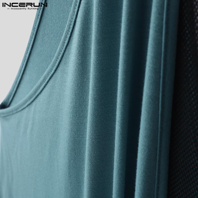 INCERUN Mens Deep V Mesh Patchwork Front Bow Short Jumpsuits Romper Bodysuits