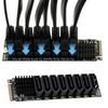 M.2 To SATA3.0 Adapter Card ASM1166 6Gbps 8 Port M.2 To SATA 3.0 Riser Card with Smart Indicator Tools Included for Desktop PC