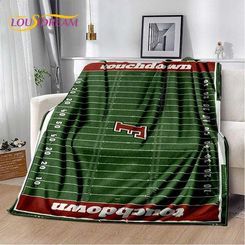 Rugby Field Rugby 2025 Style New American Football Cartoon Soft Blanket,Soft Throw Blanket for Home Bedroom Bed Sofa Travel Kids