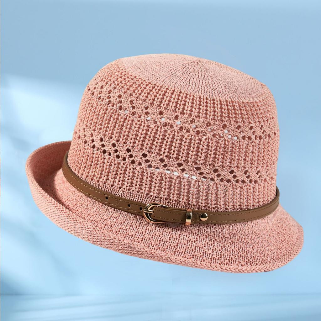2026 New Sun Hat Women's Sunscreen Hollowed Out Breathable Basin Hat Korean Version Elegant Top Hat Belt Shows Small Face