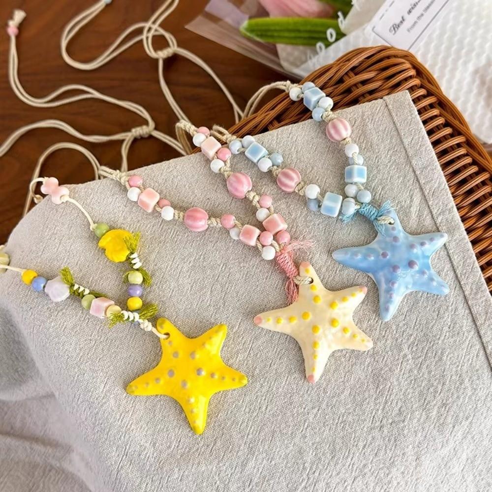 Adjustable Pendant Necklaces Starfish Beaded Women Pendant Rope Necklace Bohemian Accessories