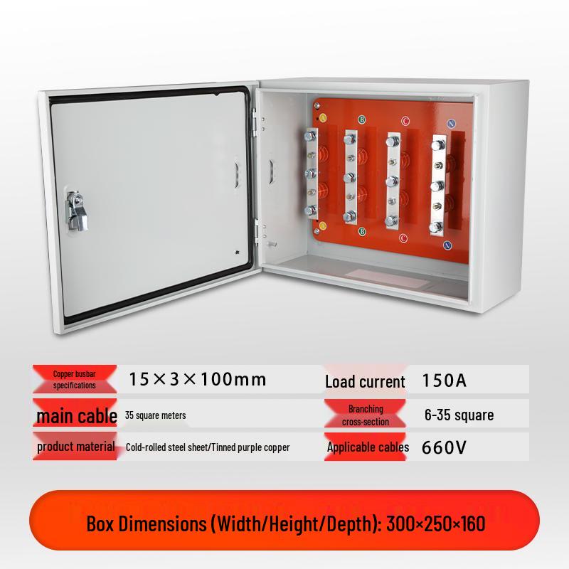 Low-Voltage Floor Cable T-Junction Box with Copper Busbar and Mineral Insulation for Protective Grounding.