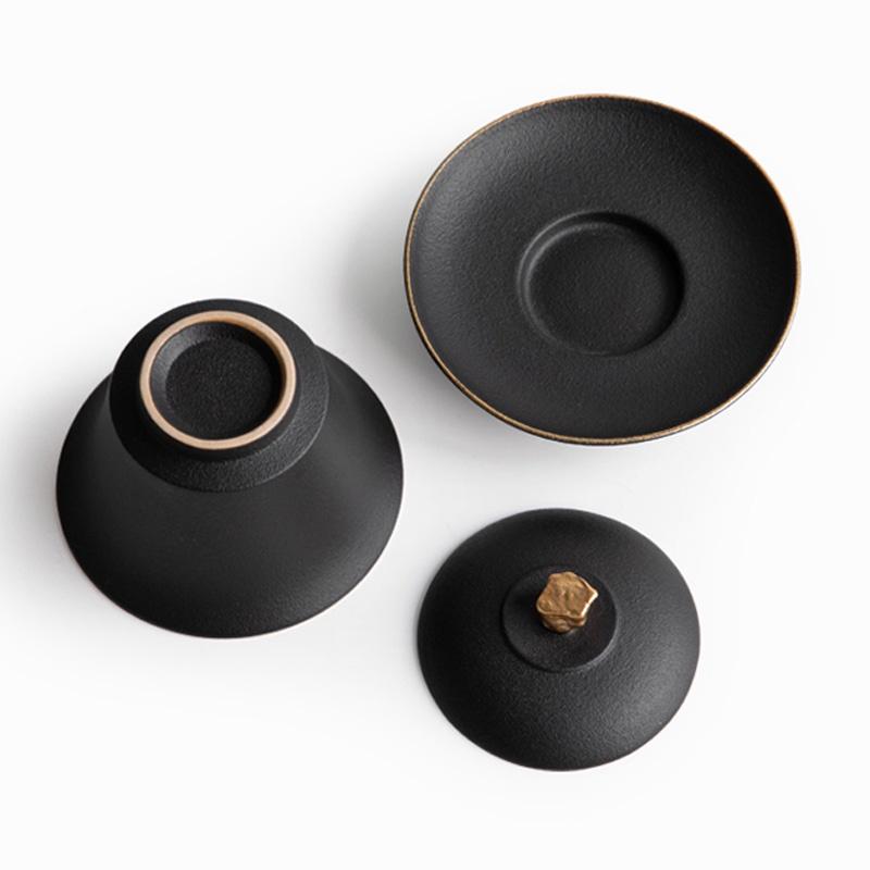 150ml Ceramic Covered Bowl Japanese Style Tea Bowl Vintage Tea Cup