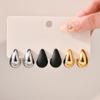 Vintage Multi Color Water Drop Stud Earrings Fashion Punk Smooth Metal Earrings Women's Trendy Party Jewelry