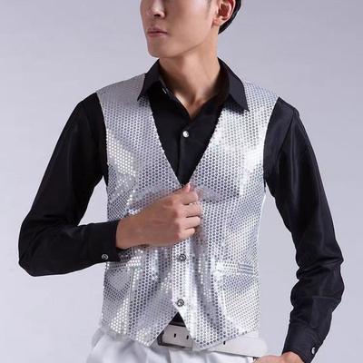 Singer Student Middle-aged Youth Fashion Dance Dance Sequin Performance Vest Stage Vest Men's Personality