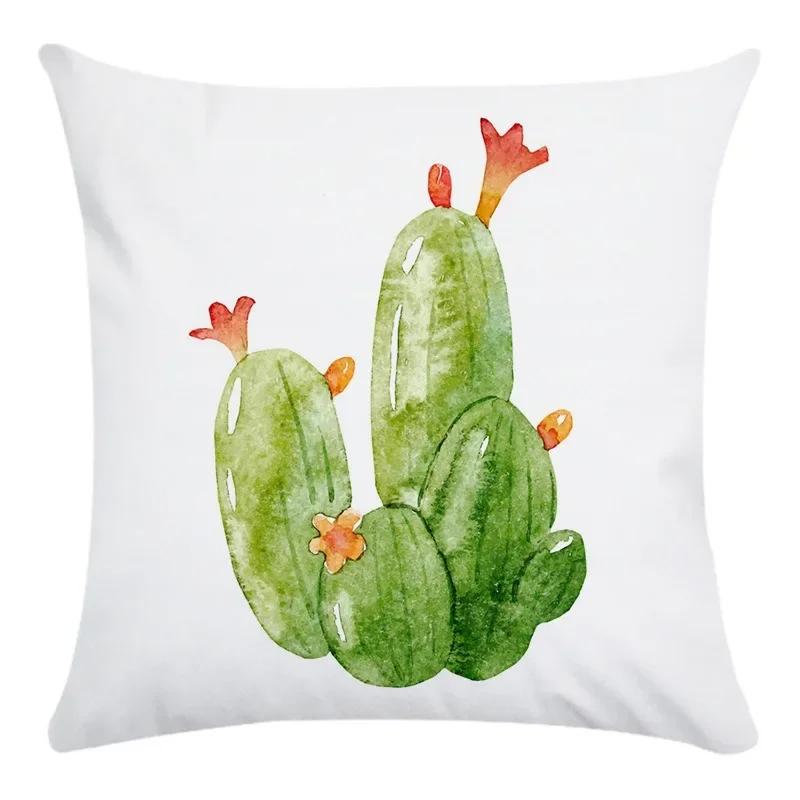 Fashion Home Decoration Hand Drawn Cartoon Cactus Print Super Soft Pillow Cover Office Seat Cushion Cover