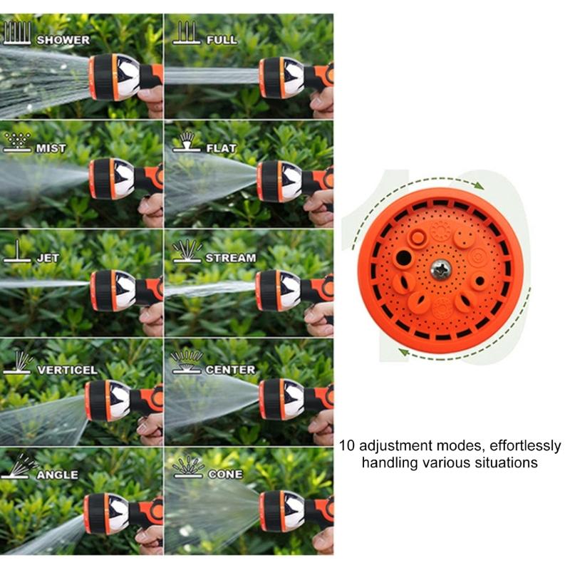 Professional 10 Mode Watering Nozzle With Thumb Activated Control Metal Construction Suitable For Vehicle Patio Cleaning