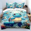Anime Pokemon Squirtle Tištěný Měkký Povlak na Přikrývku Povlak na Polštář Ložní Souprava Děti Dospělí Pohodlná Postelová Souprava Jednolůžko King Ložní Souprava