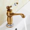 Vintage Antique Brass Faucet Blue and White Porcelain Long Neck Mixer Tap Bathroom/Kitchen Cold Hot Water Basin Sink Accessories