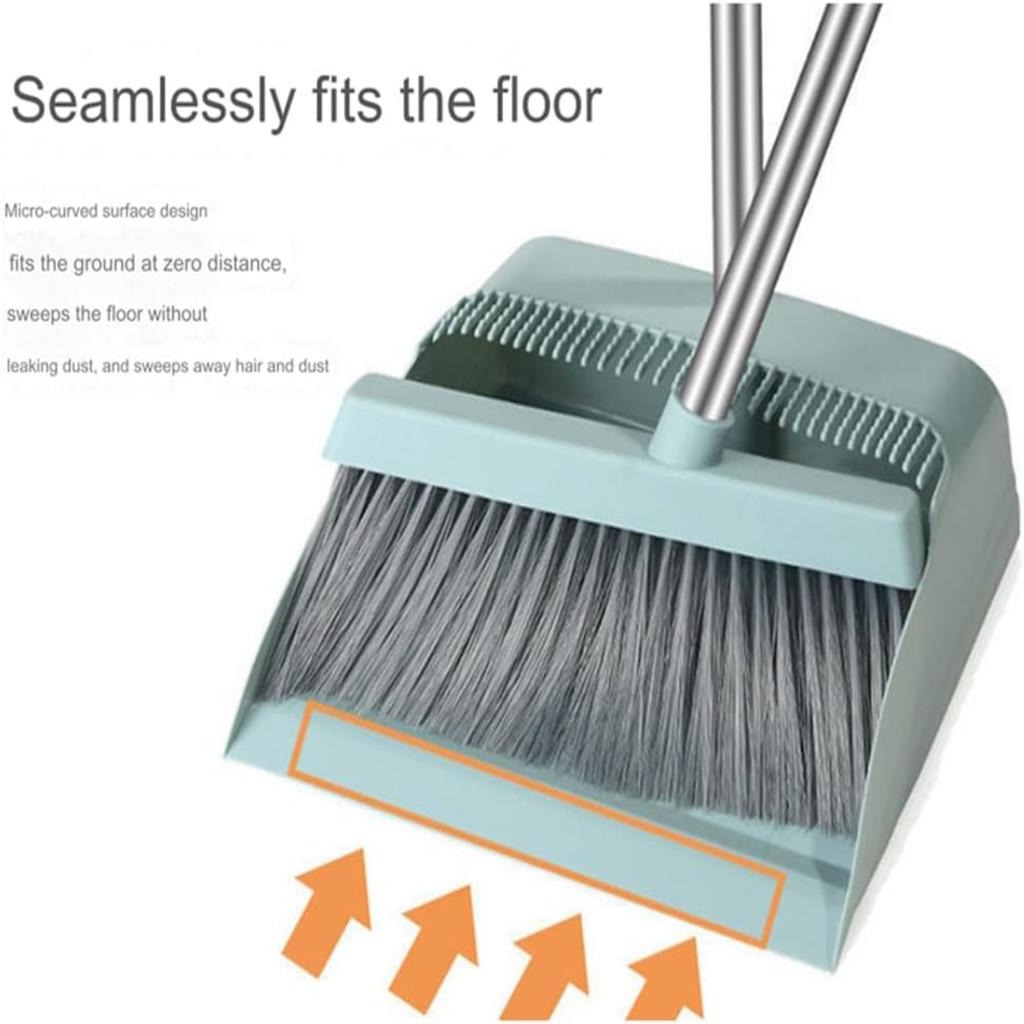 Sreuyong Home Cleaning Set: Broom, Dustpan & Floor Wiper with Long Handle for Living Room, Kitchen, Lobby - Pink