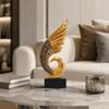 Winged Resin Figurine andDark Finish Freestanding Tabletop Decor with Ebony Base Abstract Stylized