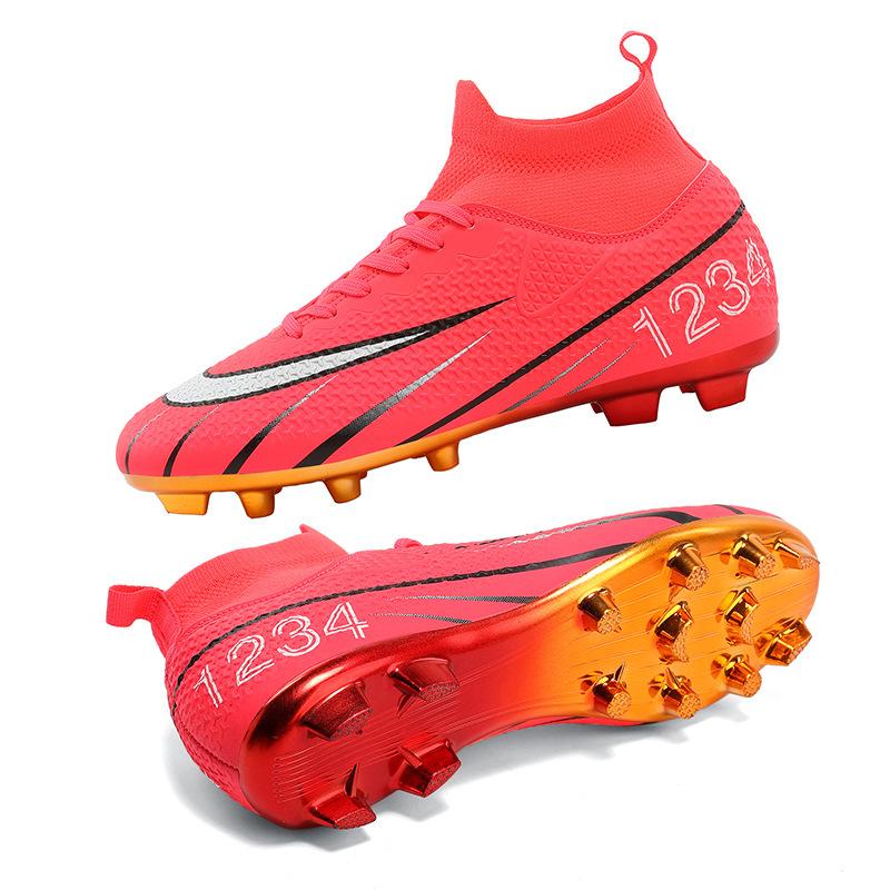 Ronaldo's New High-top Football Shoes Men's Broken Nails Children's Boys and Girls Adult Non-slip Competition Training Shoes