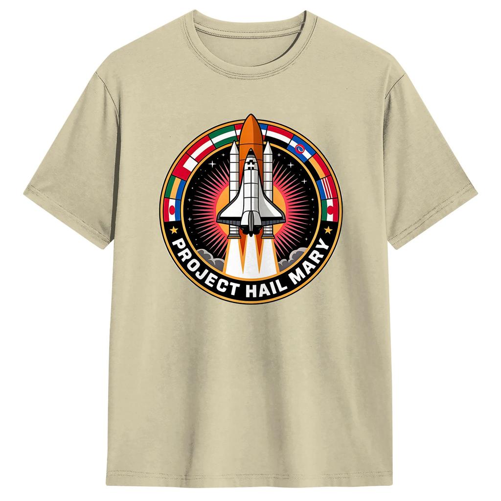 Project Hail Mary Raumfahrt Mission Logo T-Shirt Für Unisex Reine Baumwolle Vintage Rundhals Kurzarm Oversized Lässig Tägliche Oberteile