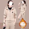 Women's Winter and Autumn Thick and Warm Padded Casual and Sporty Two-piece Set in Large Size