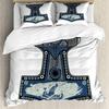 Viking Duvet Cover Set Scandinavian Folklore Motifs Northern Germanic Culture Mjollnir2/3pcs Bedding Set King Size Slate Blue