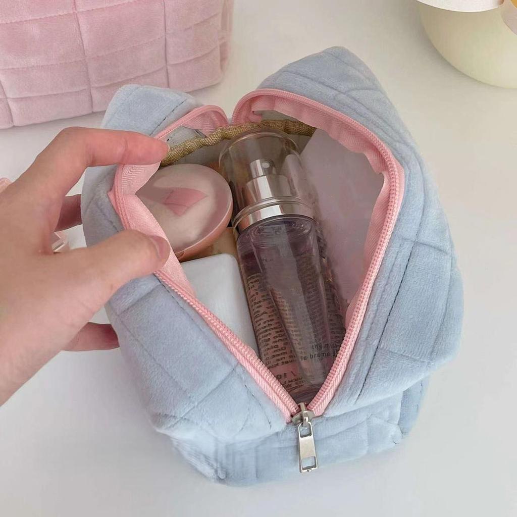 Bolsa de Cosméticos de Terciopelo Organizador de Almacenamiento de Gran Capacidad Bolsa de Maquillaje Portátil para Pinceles de Maquillaje Labiales Productos de Cuidado de la Piel