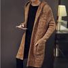 Men Hooded Long Knitted Coat Cardigan Coats Solid Color Sweater Coats Autumn Knitted Jacket