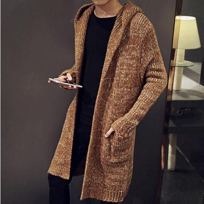 Männer Mit Kapuze Lange Strickjacke Strickjacke Mäntel Einfarbig Pullover Mäntel Herbst Strickjacke