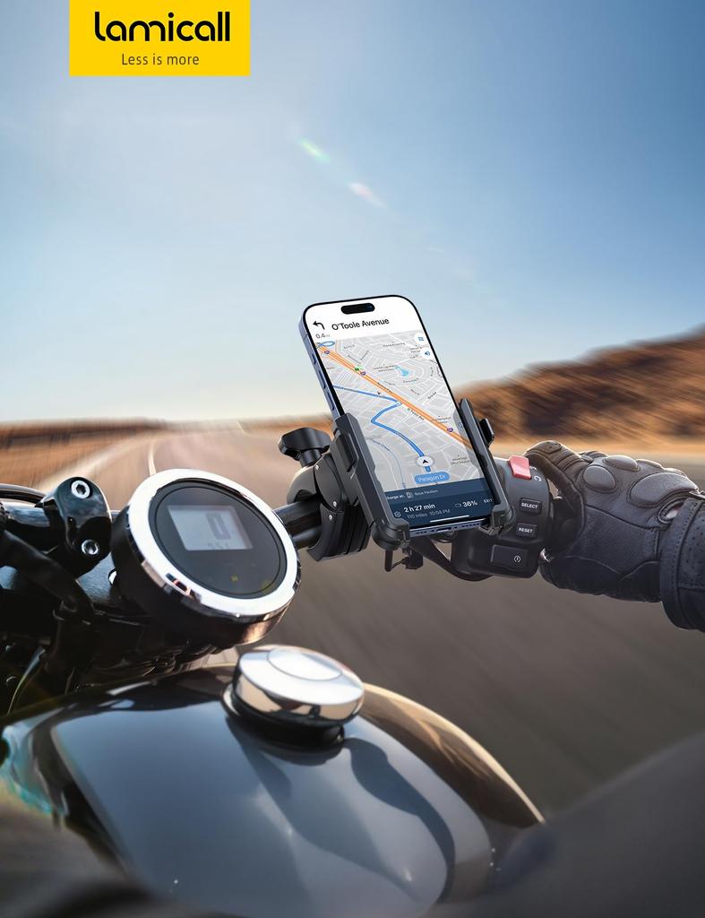 New Edition Lamicall Bicycle Phone Bicycle Phone Road Bike Phone Holder Compatible with iPhone 16 16 16 Pro iPhone Android Inch [2025 - Camera-Free]