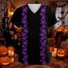 Women's Halloween Print Scrub Top with V-Neck and Pockets, Comfort Fit
