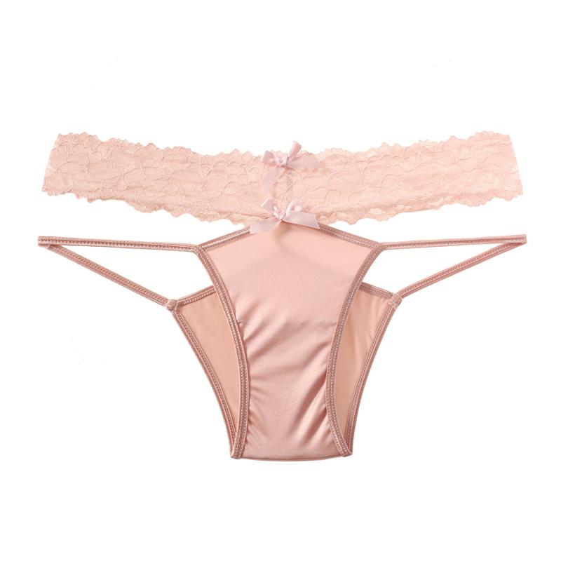 

TERMEZY Женское сексуальное нижнее белье, стринги, женские однотонные кружевные трусики с заниженной талией, трусы с бантом, удобные интимные L розовый