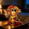Rainbow Stained Glass Animal Night Light, USB Powered Retro Highland Cow/Koala/Squirrel Resin Lamp for Bedroom, Desk, Home Decor