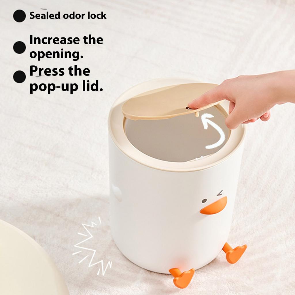 Modern Cartoon Duck Design Trash Can Luxury Gabage Bin For Kitchen Bathroom Office Small Space Use Practical Accessories