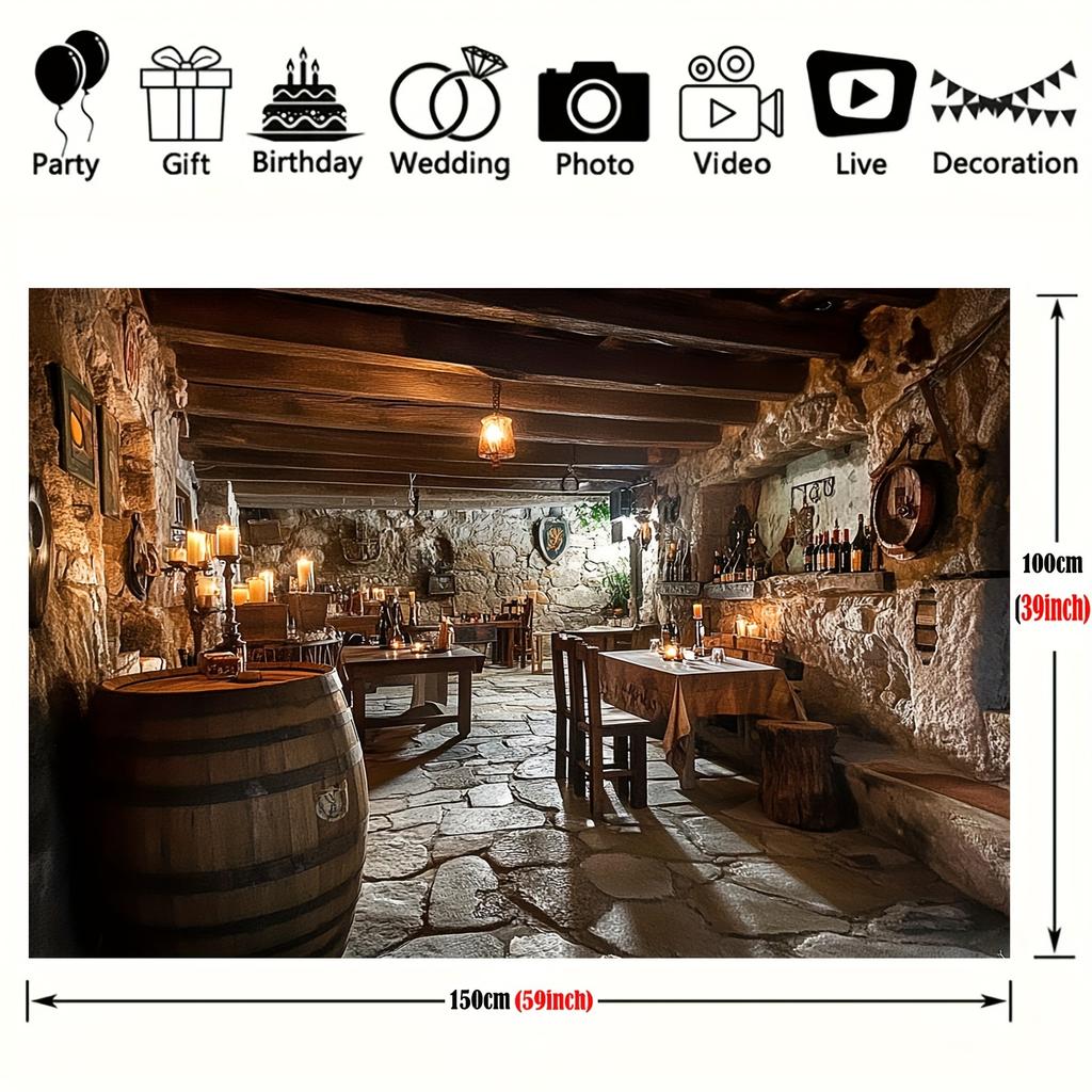 1 Stück Hotel Hintergrund Fotografie - Polyester Steinwand und Holzdecke Thema Fotografie Hintergrund Party