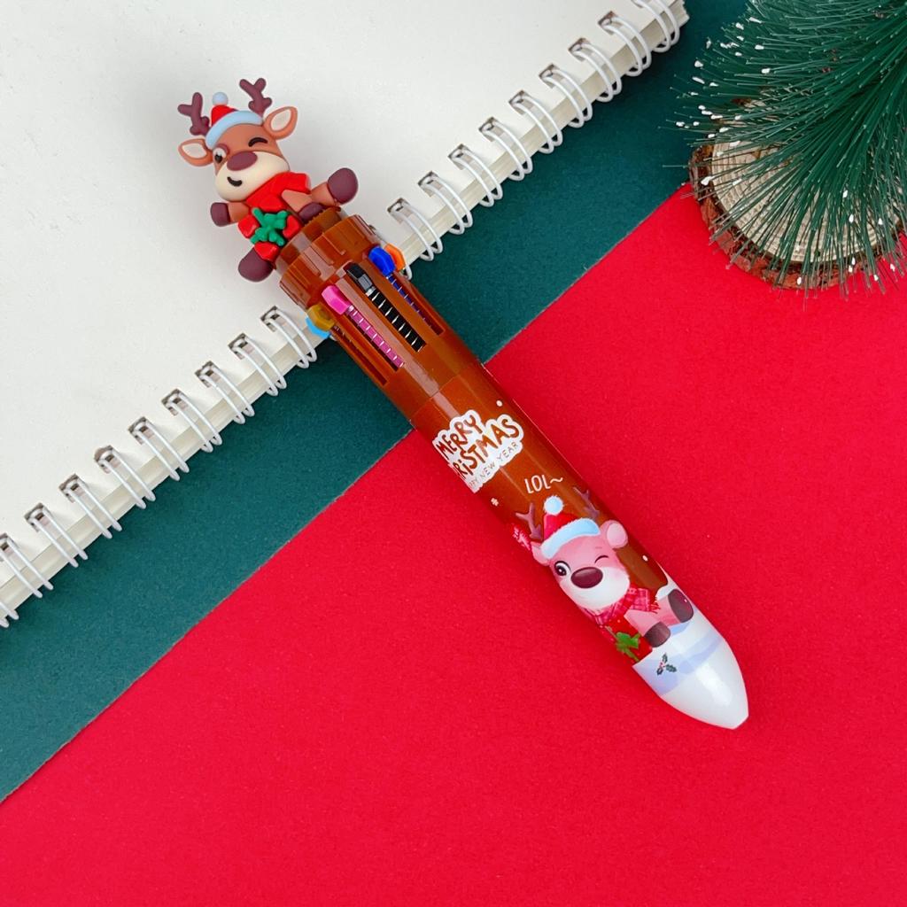 10 Pcs Christmas Cartoon Ten Color Pens for Children Birthday Christmas Carnival Party Gifts School Kindergarten Reward Pack