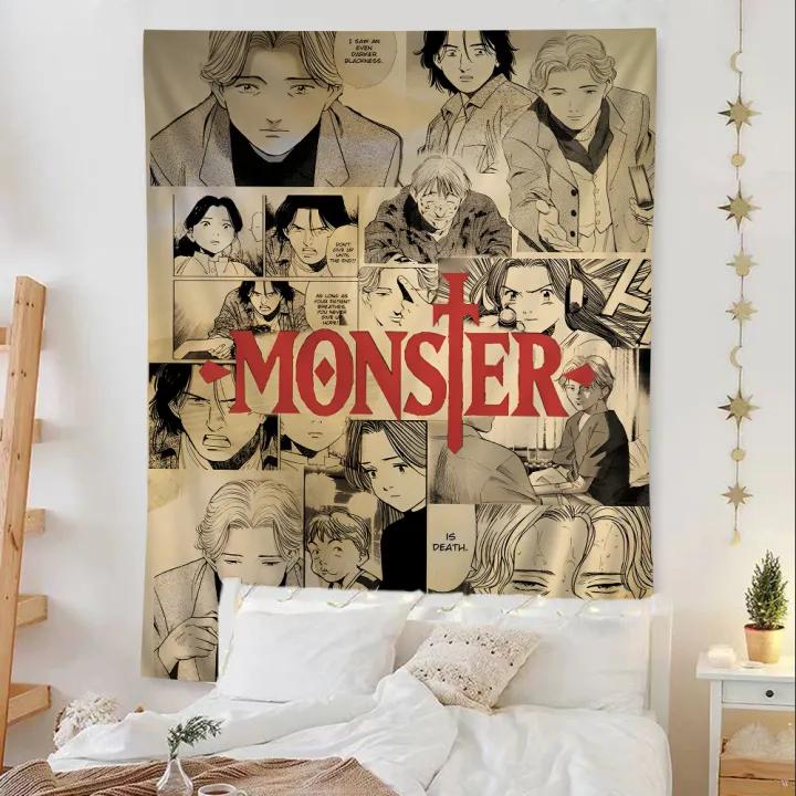 NNaoki UUrasawas MMonster Anime Tapestry Bohemian Mandala Art Print Microfiber Wall Hanging Decor Blanket for Home Bar