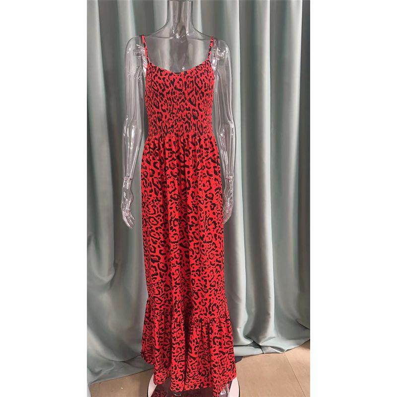 

Мода Мода Сексуальное платье на бретелях с леопардовым принтом Длинное платье Сексуальное леопардовое платье на бретельках Платье макси Red Leopard Print XL