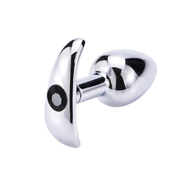 Metal G-Spot Butt Plug with Diamond Accents for Self-Pleasure