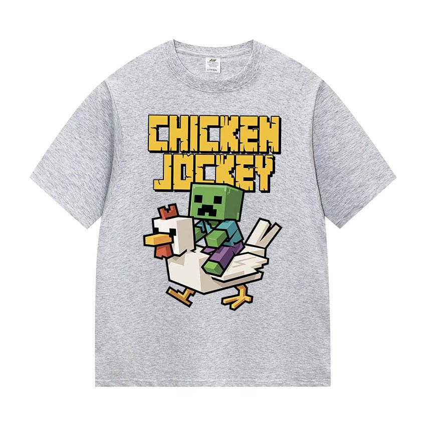 Game Chicken Jockey Funny Graphic T Shirt Men Fashion Cosplay O-Neck Clothing T-shirts Y2k Unisex Retro Oversized Cotton T-shirt