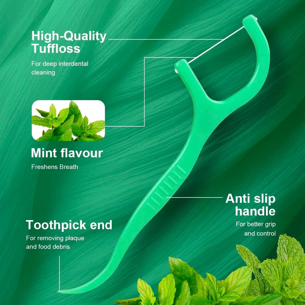 60 Piezas Hilo Dental con Sabor a Menta para Adultos, Palillos de Hilo Dental Ultra Finos, Palillos Portátiles con Hilo Dental para el Hogar y Viajes, Dental