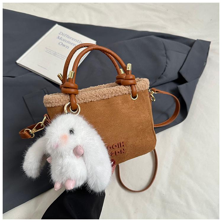 Frosted Plush Small Square Bag Women's 2025 New Fashion Texture Plush Bag Foreign Style Simple Commuting Portable Messenger Bag