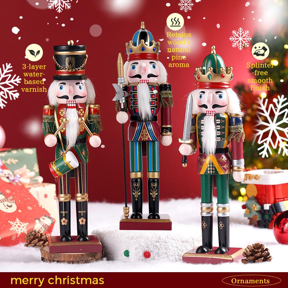 3pcs 30cm Christmas Decorations Nutcracker Soldier, Wooden Nutcracker Figures,Christmas Tree Party Decoration For Home/Hotel