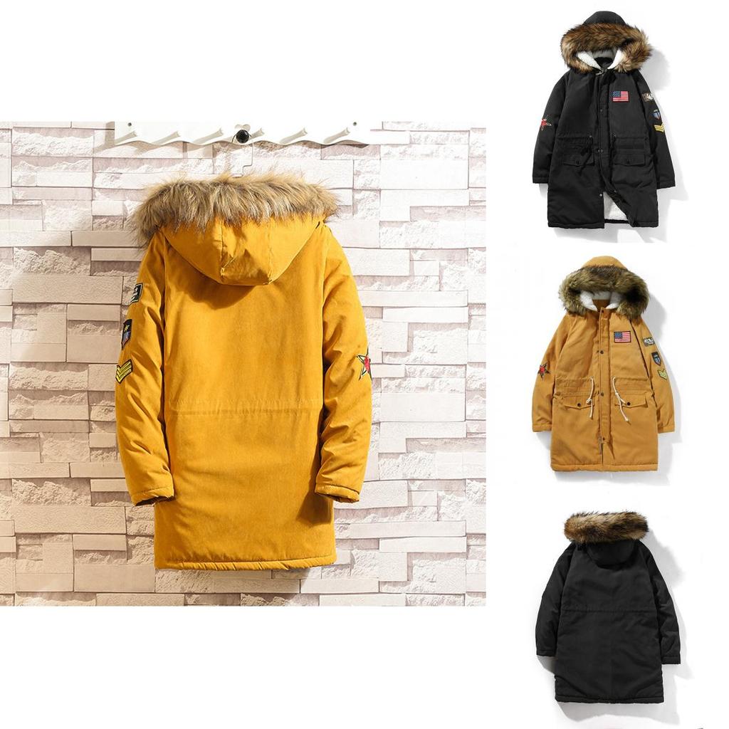 Premium Quality Men's Winter Fur Hooded Long Flight Jacket Fleece Coat For Ultimate Warmth