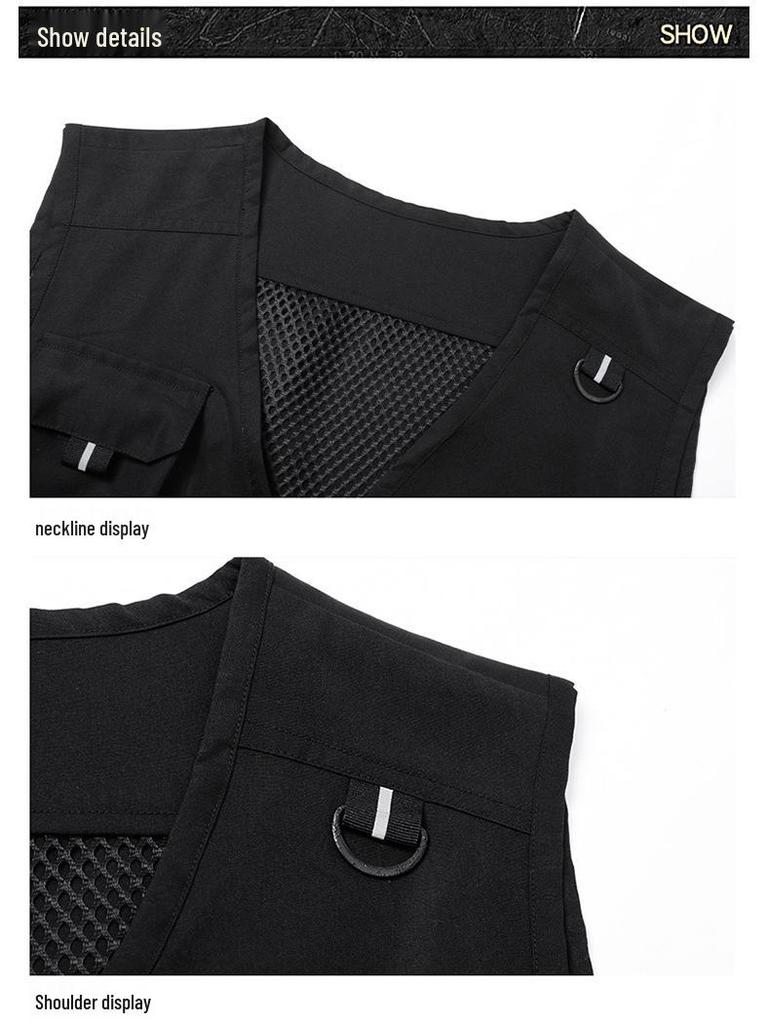 Men's Spring/Summer Outdoor Multi-Pocket Fishing Vest - Customizable Logo