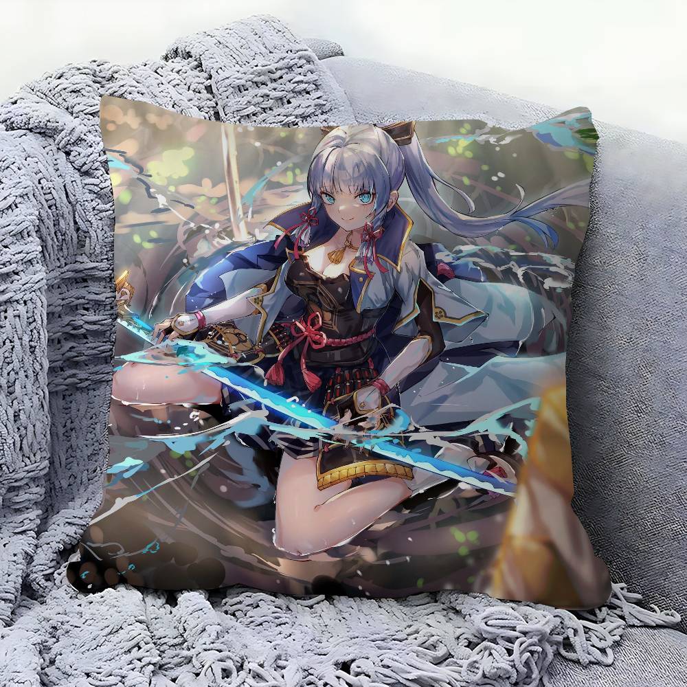 GAME Characters Kamisato Ayaka Pillow Cover For Bedroom Room And Living Room Sofa Decorative Cushion Cover