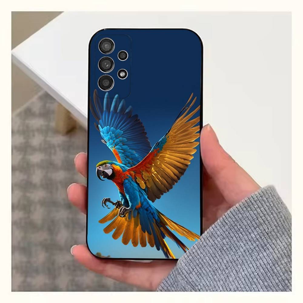 A-Animal Parrot Bird For Samsung S9,S10,S20,S10,S21,S25,S24,S23,Ultra,FE,Plus,Lite,Soft Silicone Black Case