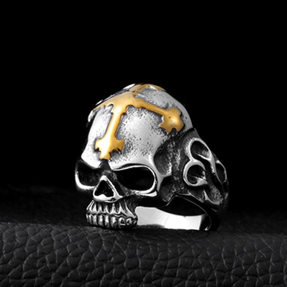 Men's Retro Punk Hand Jewelry Cross Skull Men's Ring