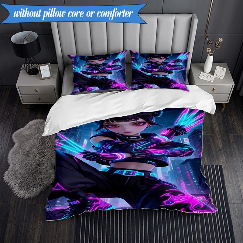 Kpop cartoon 3pcs K-pop music group Bedding set,Ideal for Bedroom, Dormitory,Including Duvet Cover And 2pcs Pillowcases,Fan gifts