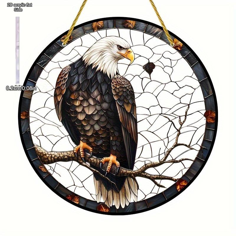 Sun Catcher - Vibrant Stained Glass Style Window Hanging with Lifelike Eagle Design, Nurseries, Vintage Home Decor Wall for Bar Kitchen, Restaurant Sh