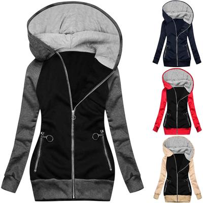 Womens Fashion Patchwork Pullover Tops Long Sleeves Loose Coat Casual Jackets