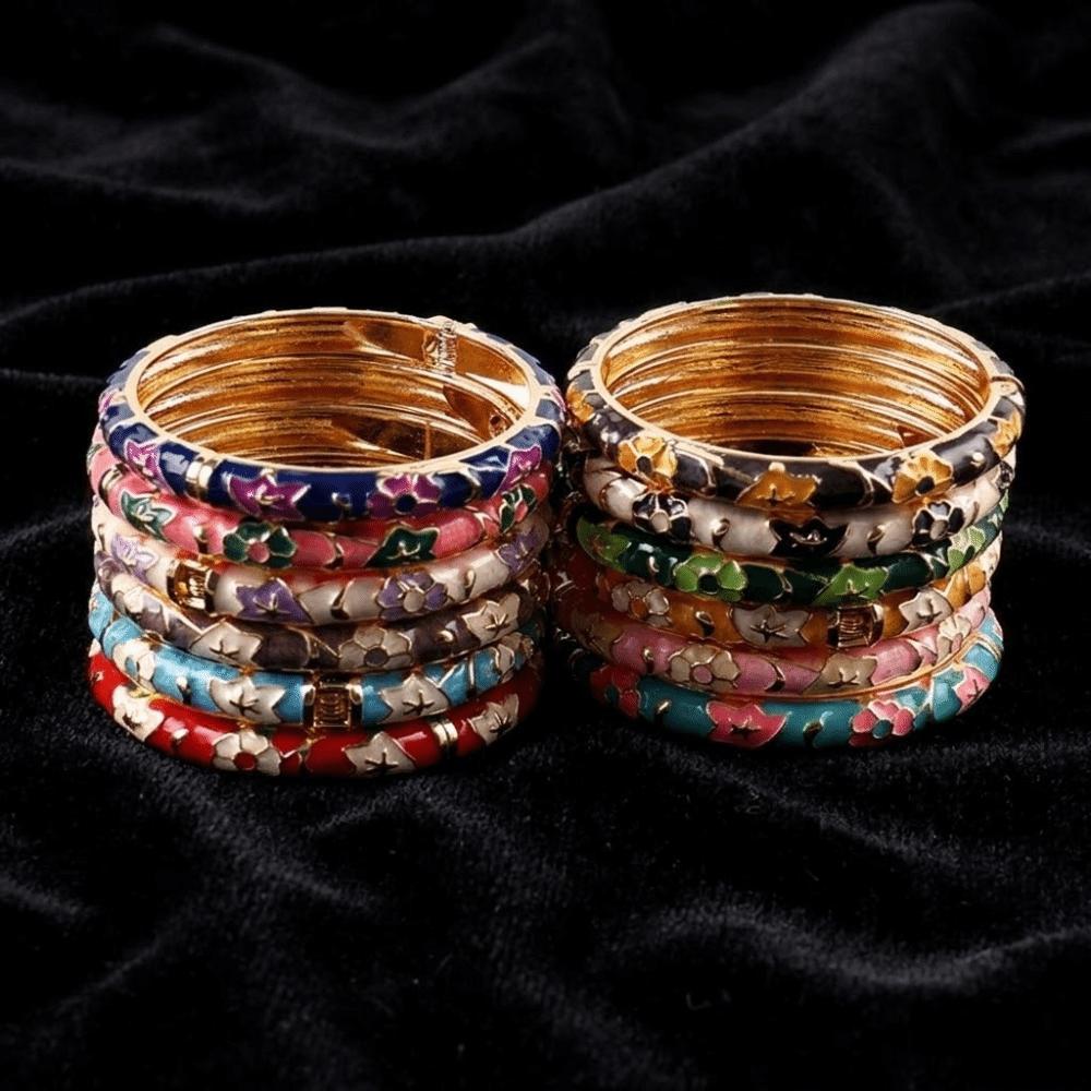 Smaltovaný Vintage Cloisonné Náramek Barevný Dámský Náramek na Ruku Elegantní Květinový Náramek Šperky Dárky