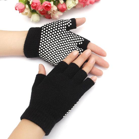 Damen Atmungsaktive Rutschfeste Outdoor Fitnessstudio Sport Yoga Übung Halbfingerhandschuhe