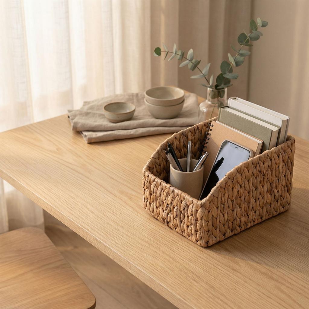 Daily Necessities Straw Woven Storage Basket Desktop Storage Box Kitchen Storage Basket