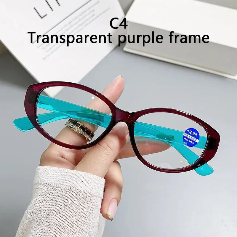 

New Anti-Blue Light Reading Glasses Male And Female Oval Frame Fashion Style Mirror High-Definition Prescription Eyeglass +4.0
