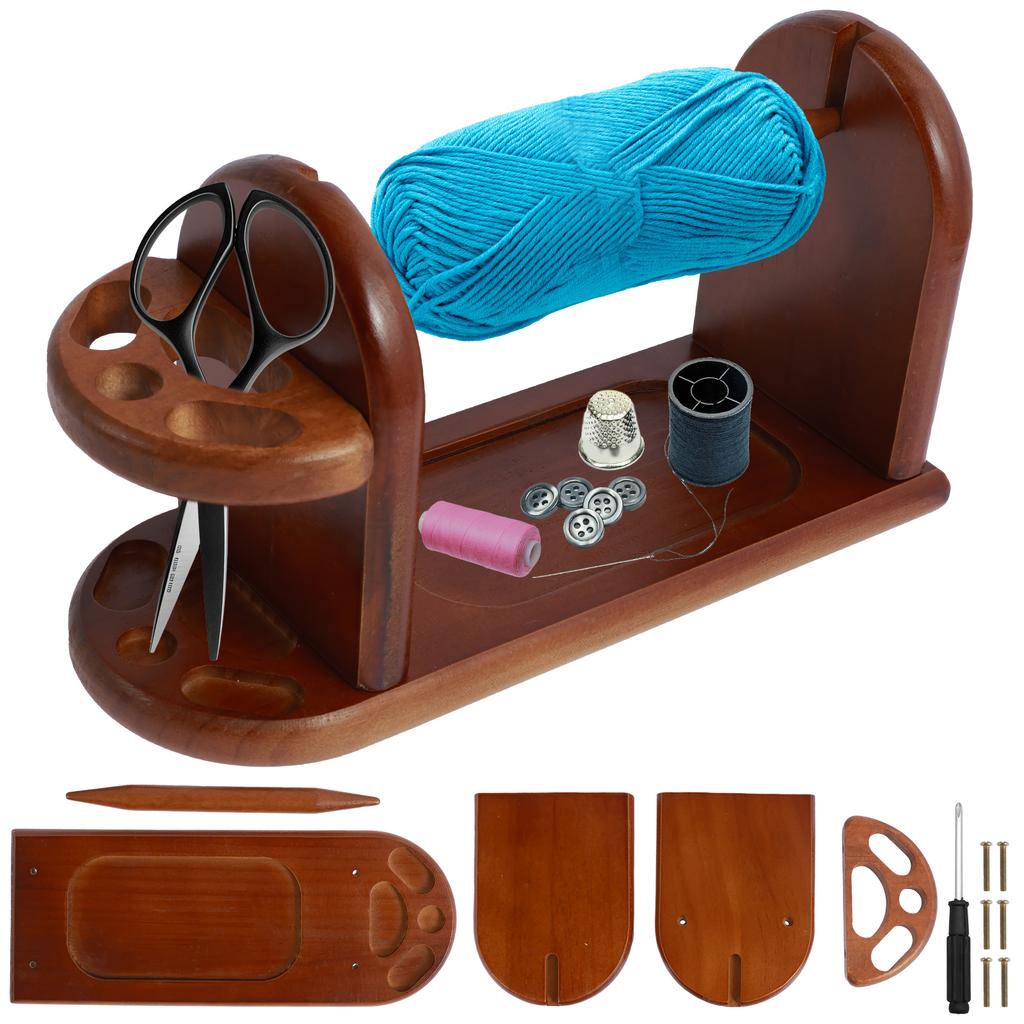 Drewniany Uchwyt na Kłębek Włóczki Narzędzie do Przędzenia Robótkowe Uchwyt na Włóczkę do Szydełkowania ze Szczelinami Nawijarka do Kłębków Włóczki Organizer na Kłębki Włóczki Narzędzie do Tkactwa