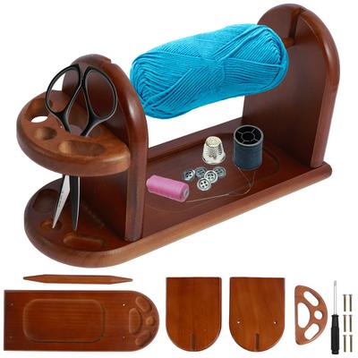 Wooden Yarn Ball Holder Spinning Knitting Tool Crochet Yarn Holder with Slots Wool Ball Winder Yarn Ball Organizer Weaving Tool
